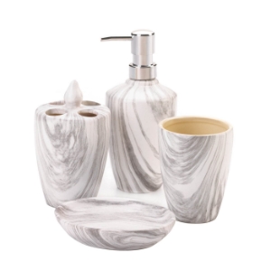 Marble Printed Bath Accessory Set 
