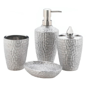 Hammered Silver Textured Bath Set 